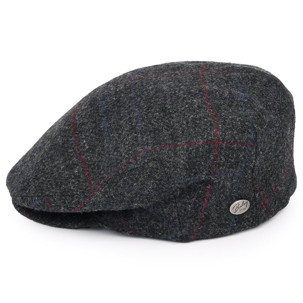 Bailey Hats Lord Windowpane Flat Cap - Charcoal