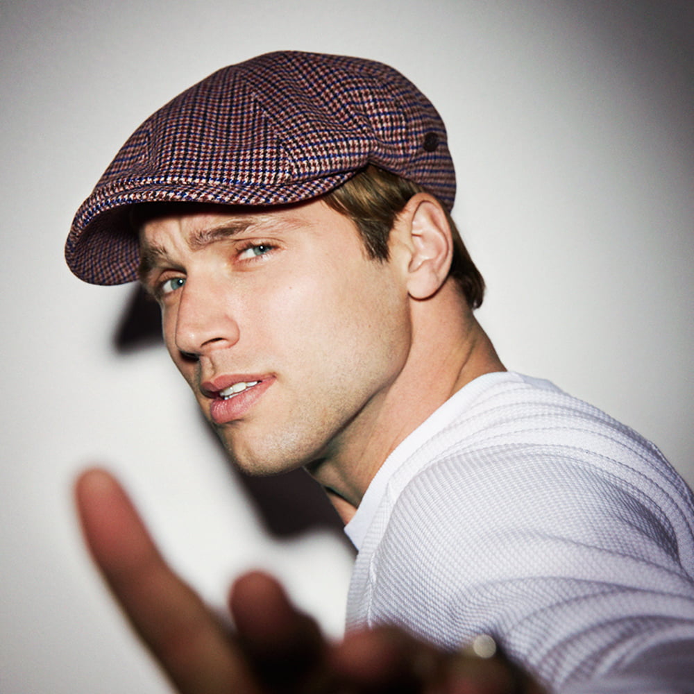 Bailey Hats Finnegan Houndstooth Wool Blend Newsboy Cap - Ochre