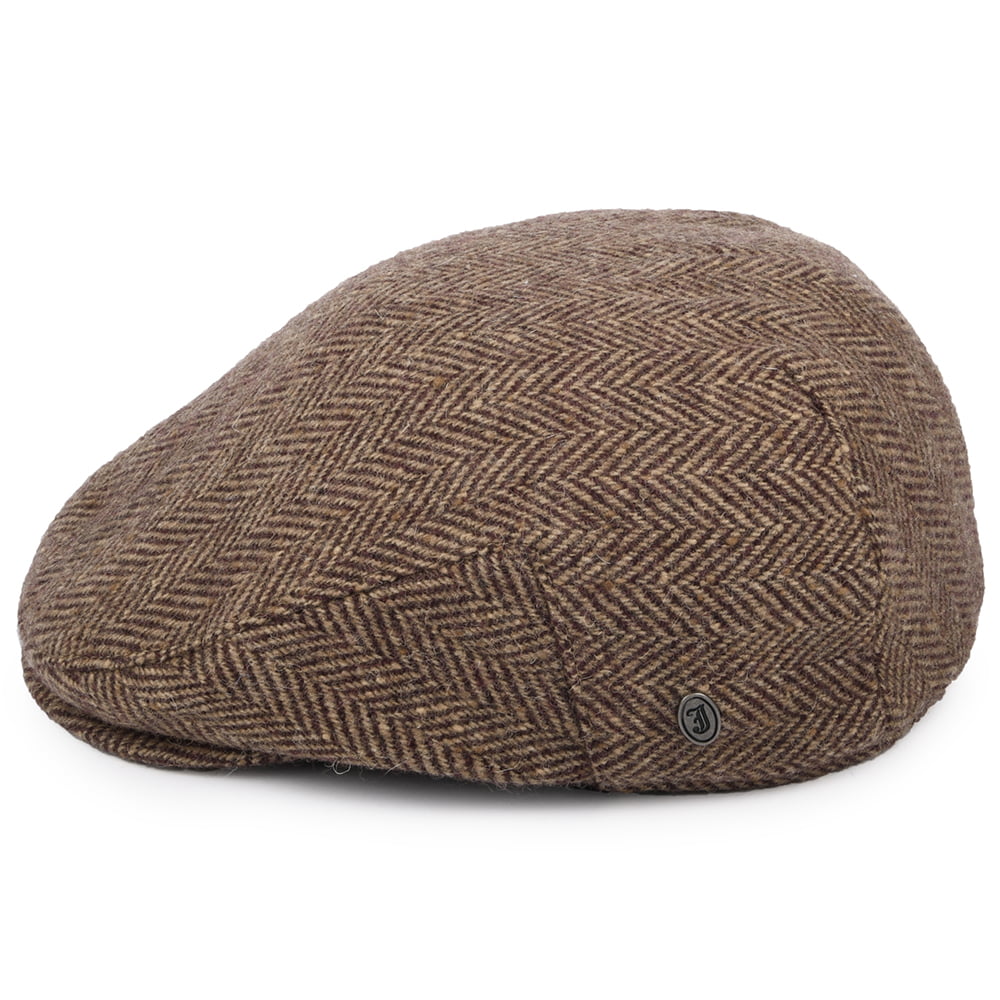 Jaxon & James Donegal Tweed Herringbone Ballyboe Flat Cap - Burgundy-Camel