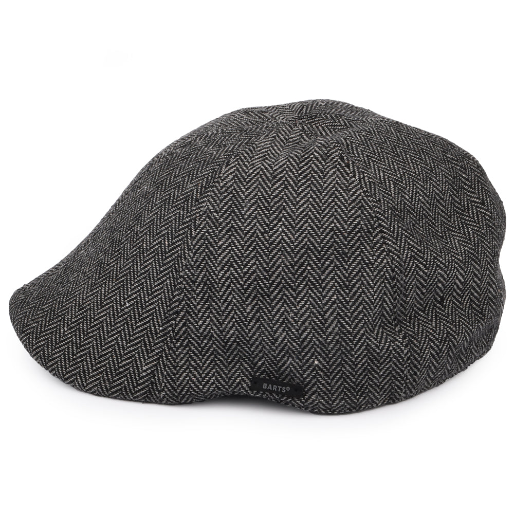 Barts Hats Mr. Mitchell Herringbone Duckbill Flat Cap - Black