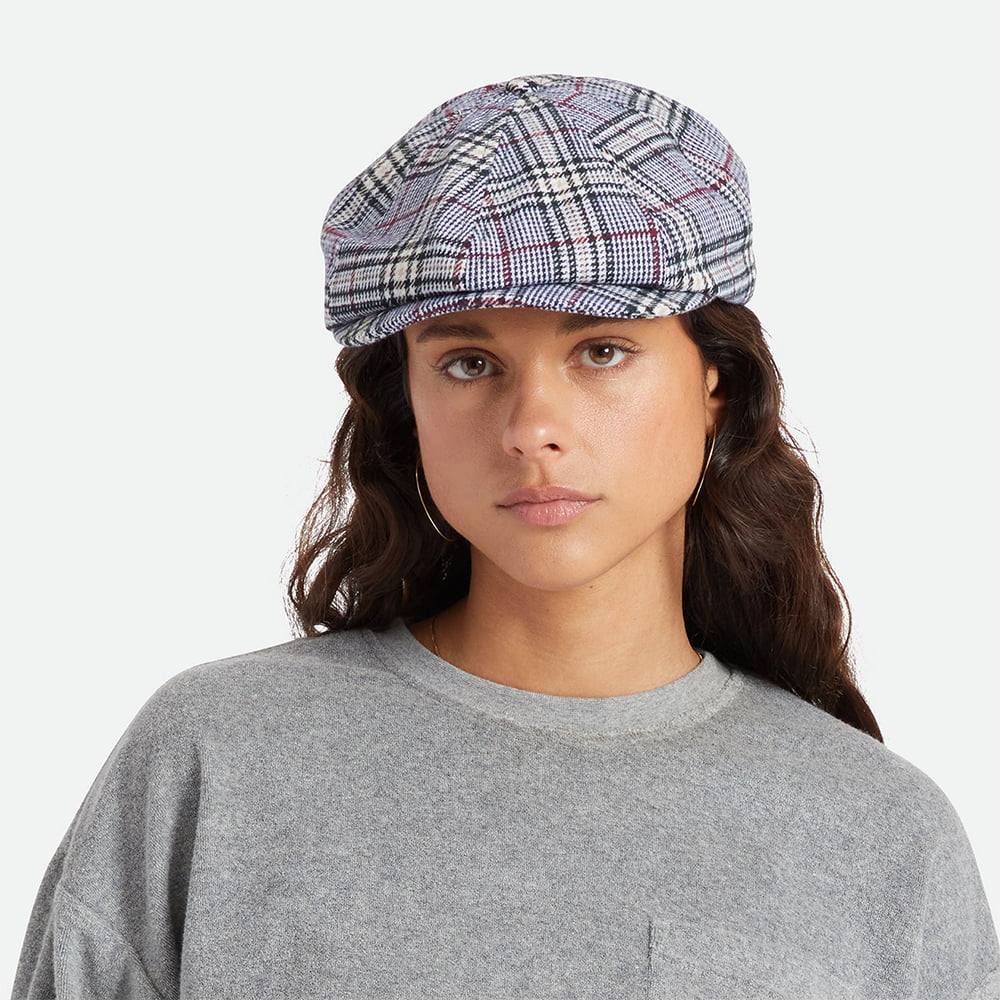 Brixton Hats Brood Check Newsboy Cap - Blue-Off White