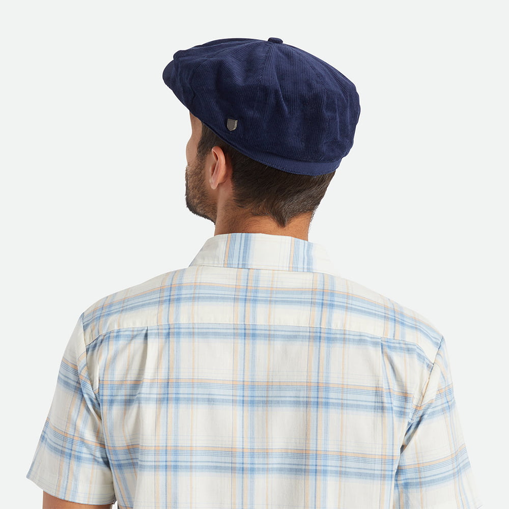 Brixton Hats Brood Corduroy Baggy Newsboy Cap - Navy Blue