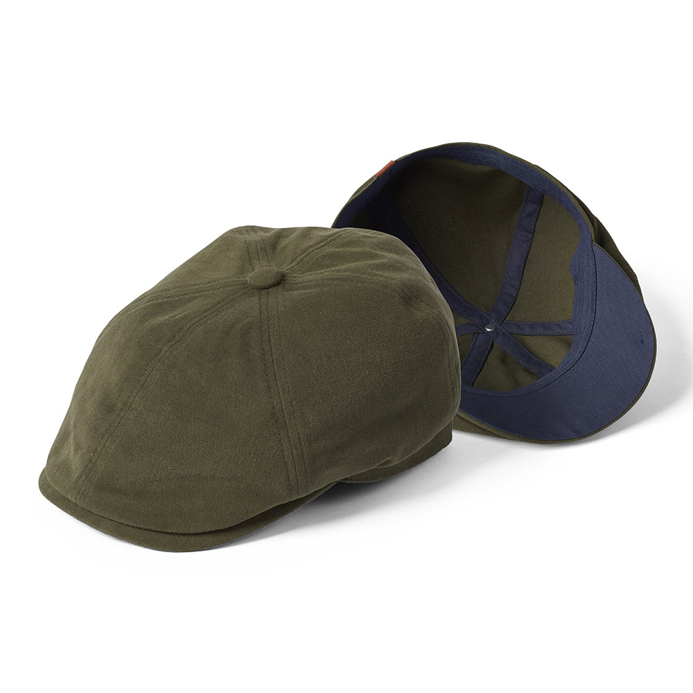 Failsworth Hats Hudson Cotton Canvas Newsboy Cap - Khaki-Navy