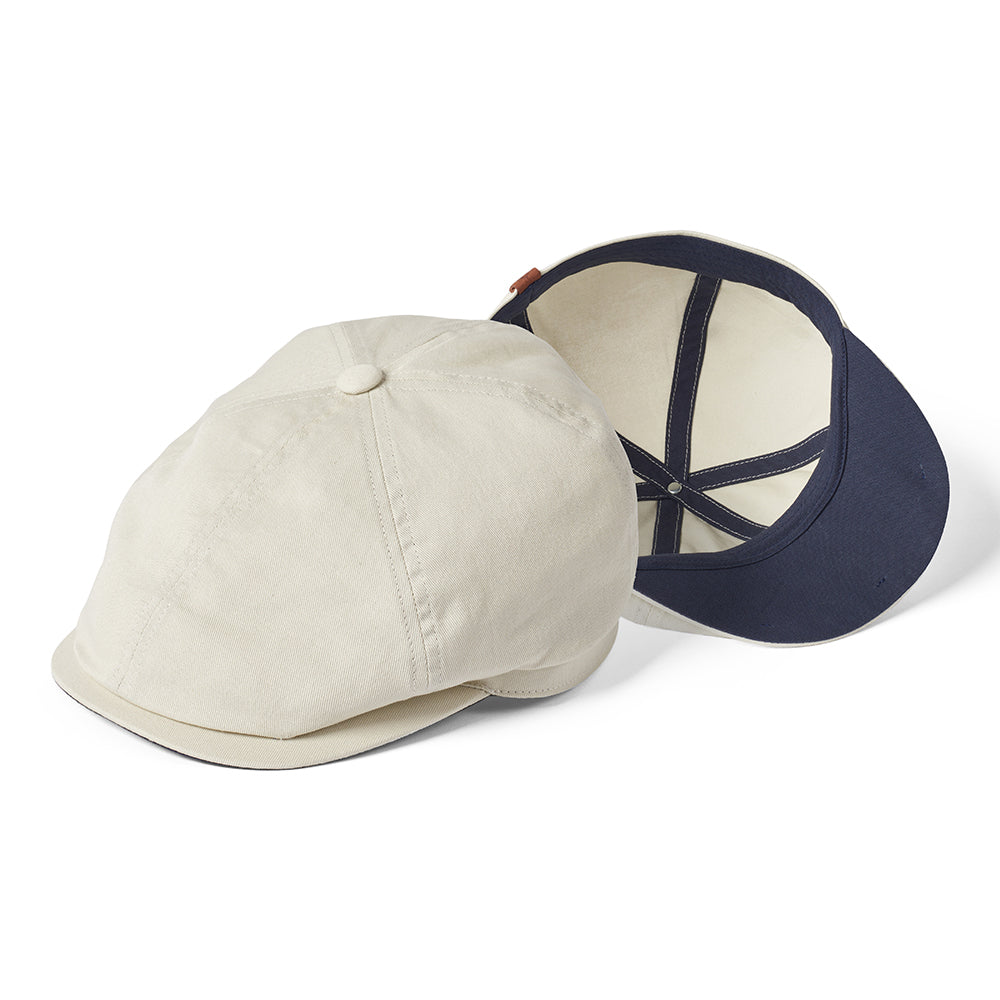 Failsworth Hats Hudson Cotton Canvas Newsboy Cap - Stone-Navy