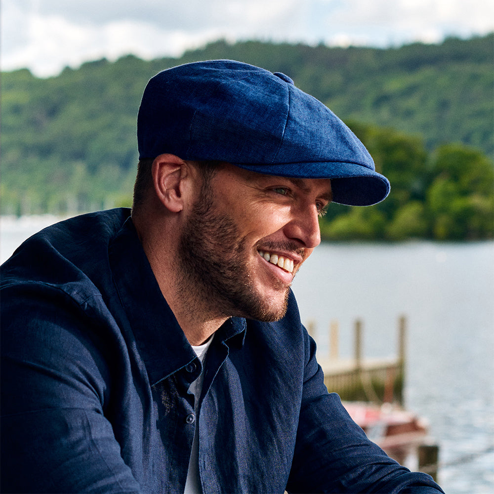 Failsworth Hats Alfie Irish Linen Newsboy Cap - Blue