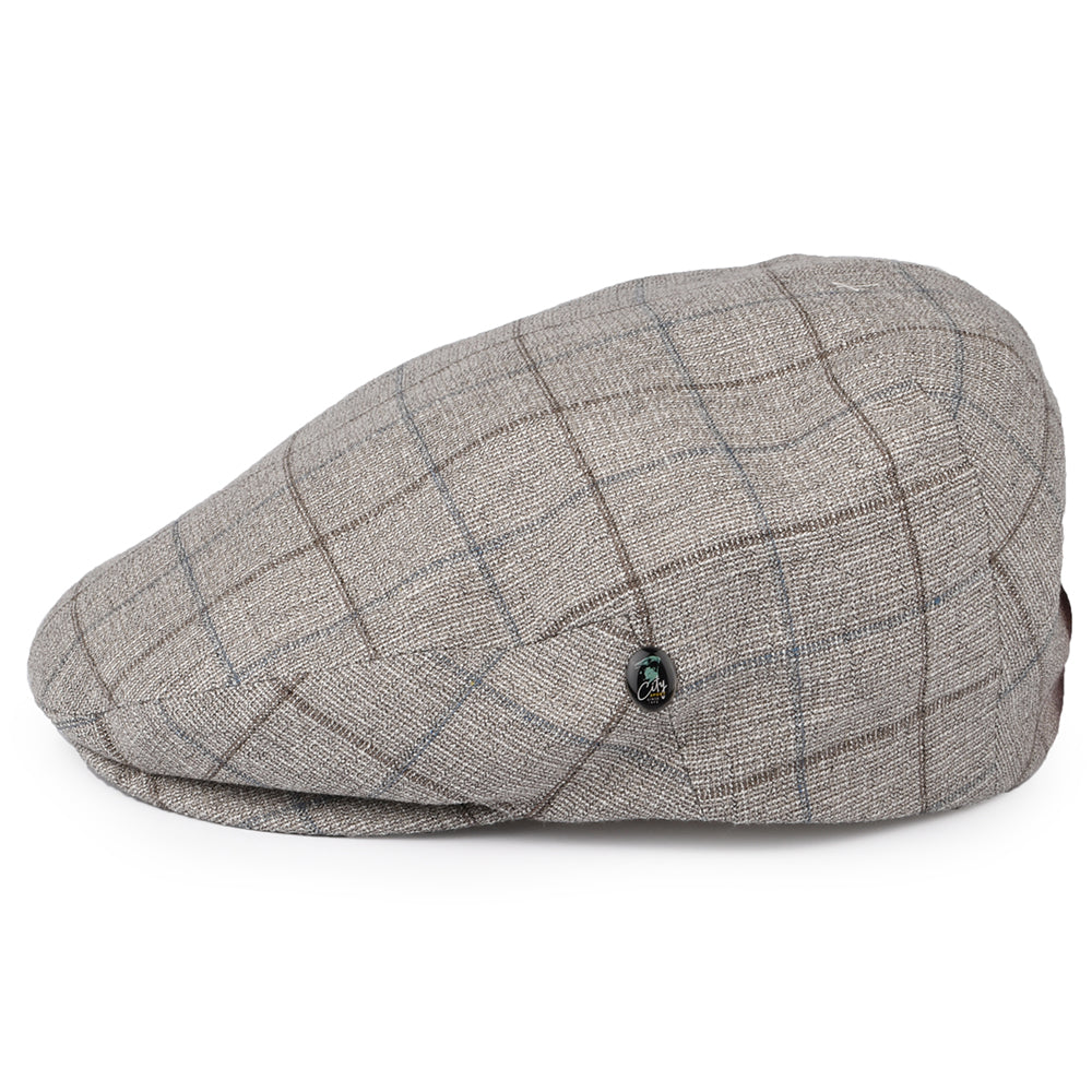City Sport Windowpane Flat Cap - Light Brown