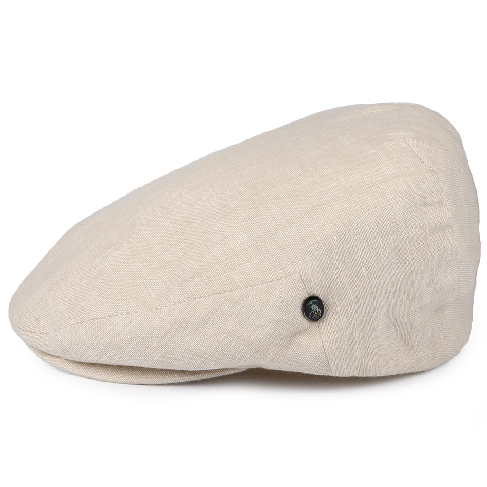 City Sport Linen Flat Cap - Natural