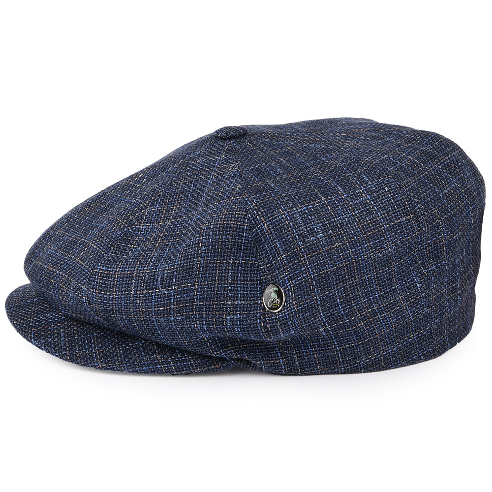 City Sport Linen-Cotton Newsboy Cap - Navy Blue