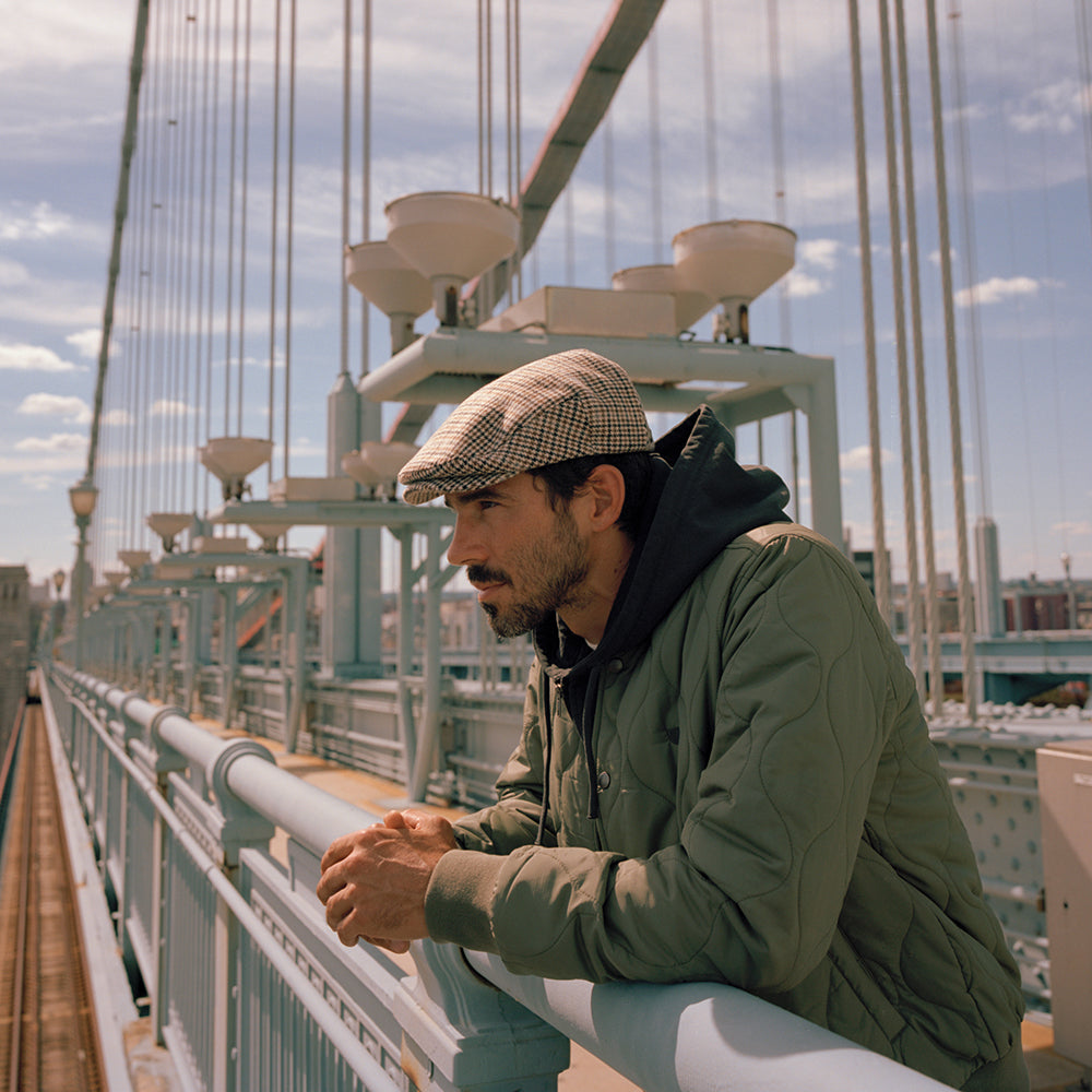 Brixton Hats Hooligan Houndstooth Flat Cap - Off White-Sand