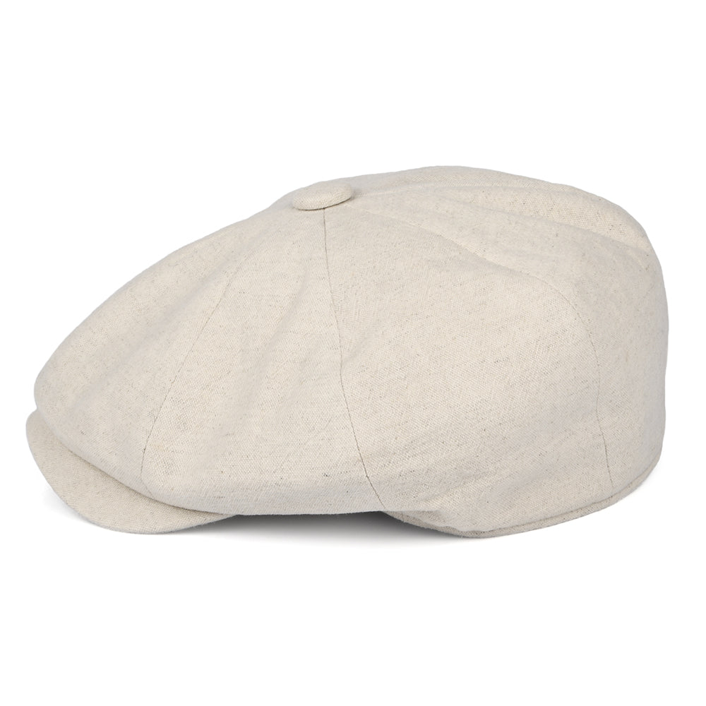 Christys Hats Alfie Heavy Linen Newsboy Cap - Cream