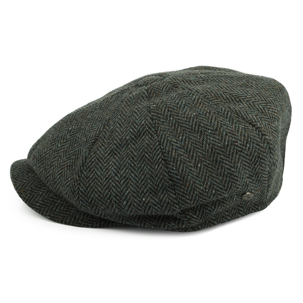 Jaxon & James Donegal Tweed Herringbone Bridgetown Newsboy Cap - Forest-Sage