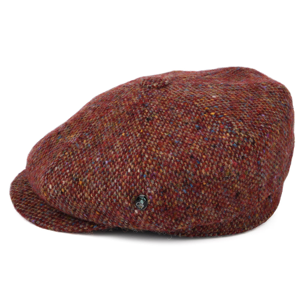 City Sport Donegal Tweed Marl Deep Fit Newsboy Cap - Wine-Multi