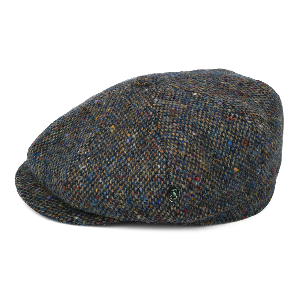 City Sport Donegal Tweed Marl Deep Fit Newsboy Cap - Blue-Multi