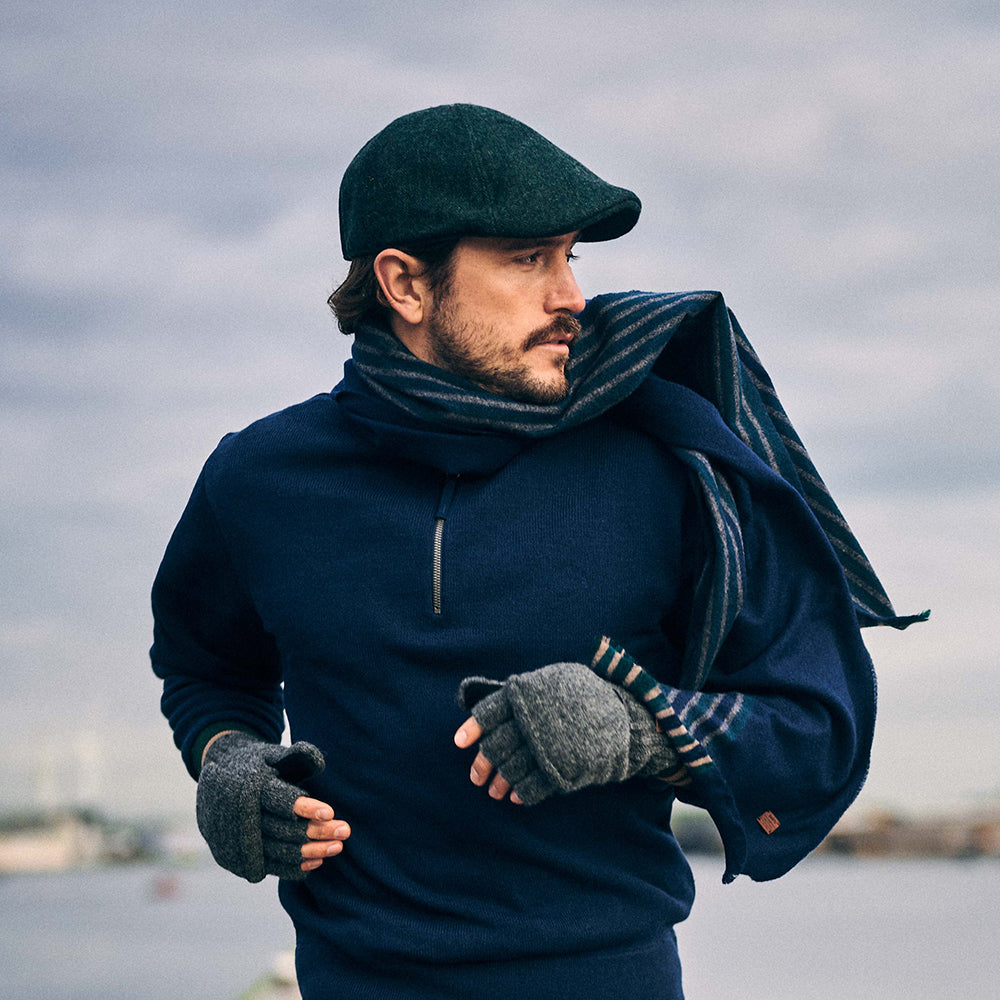 Barts Hats Mr. Mitchell Herringbone Duckbill Flat Cap - Green