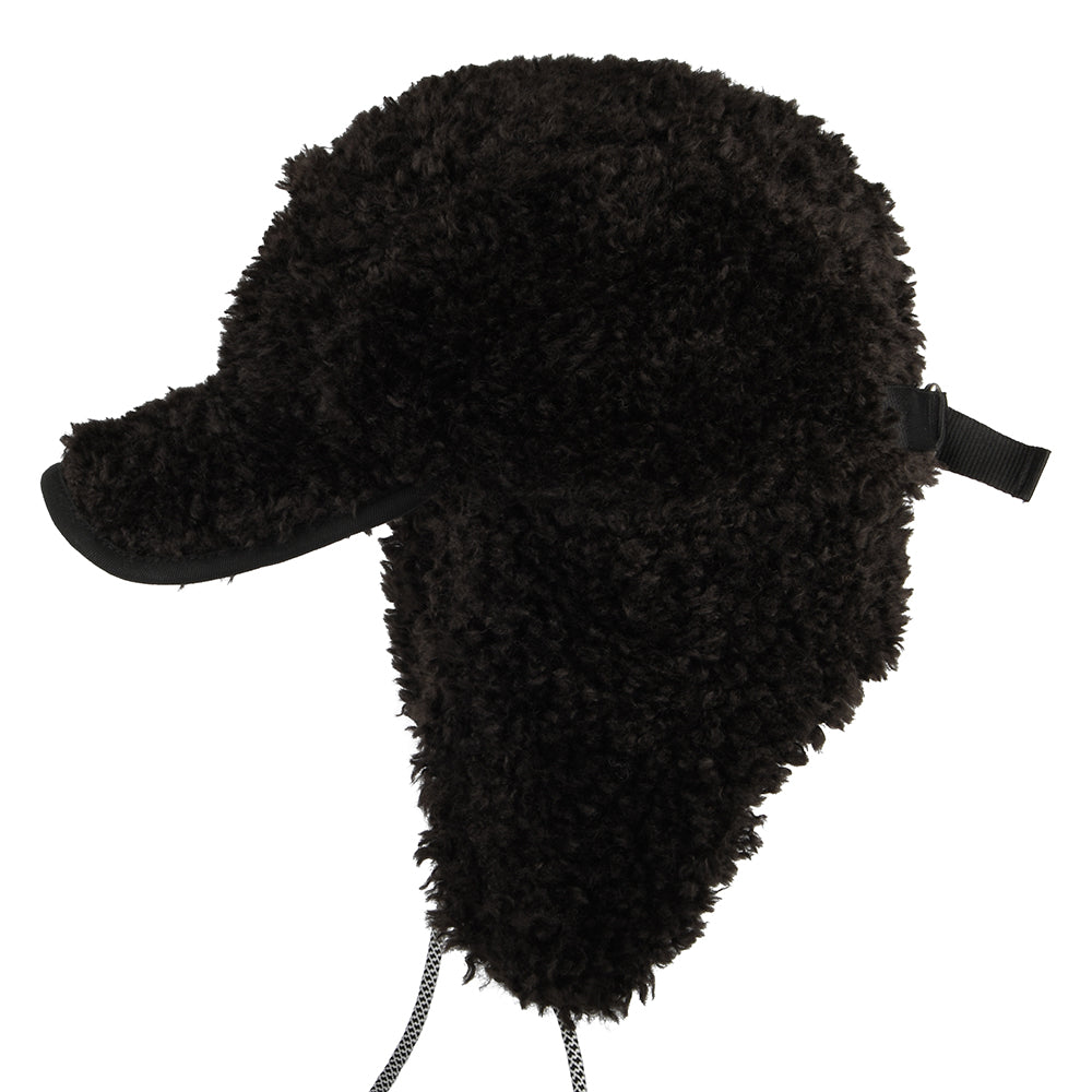 Kangol Faux Shearling Utility Flap Cap - Black