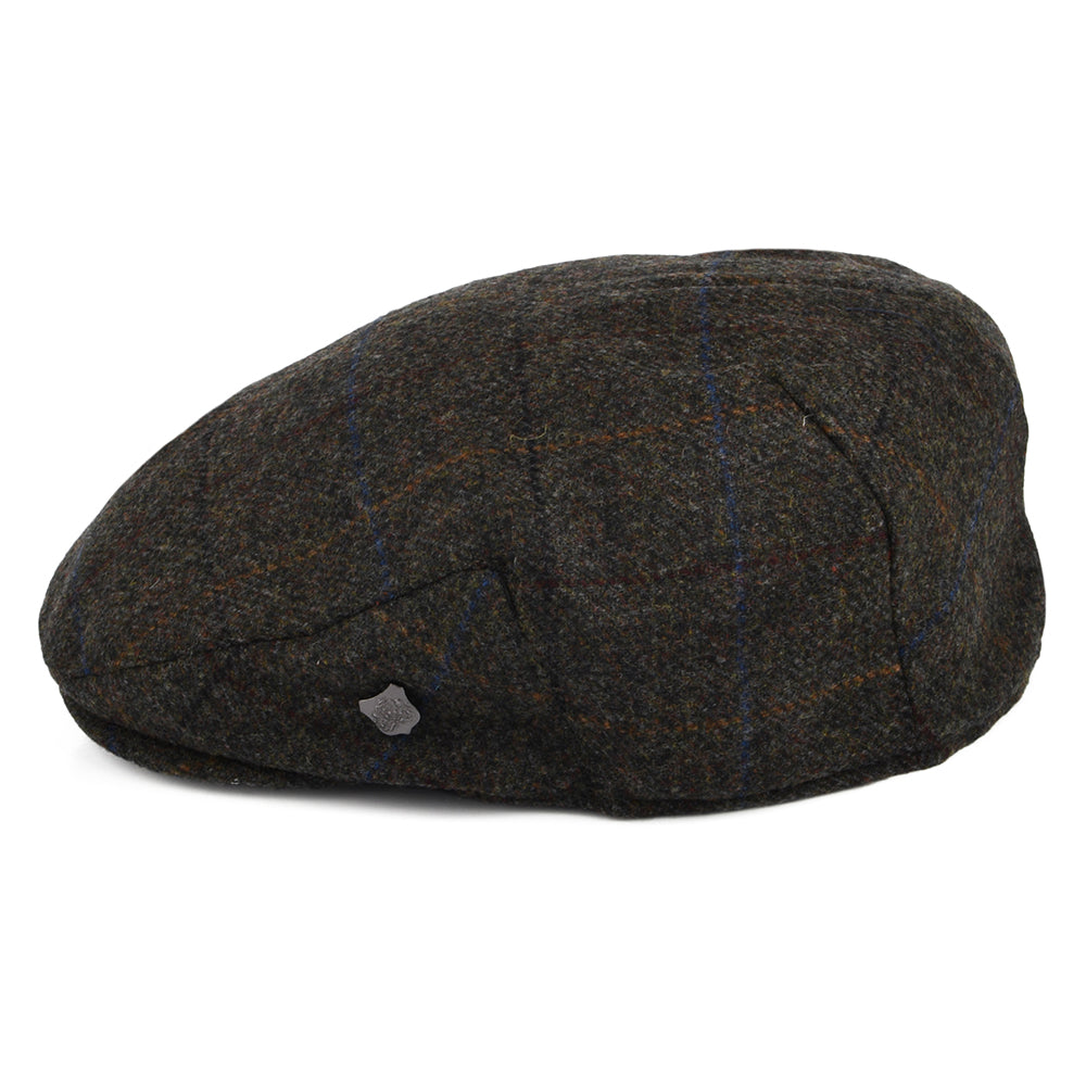 Failsworth Hats Cambridge Windowpane Moons Flat Cap - Charcoal-Multi