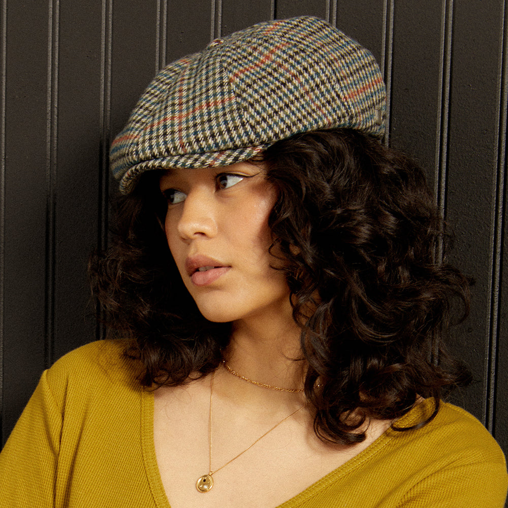 Brixton Hats Brood Houndstooth Baggy Newsboy Cap - Multi-Coloured