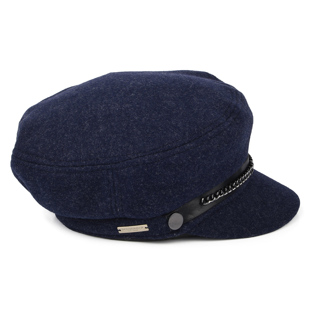 Seeberger Hats Felt Baker Boy Cap - Navy Blue