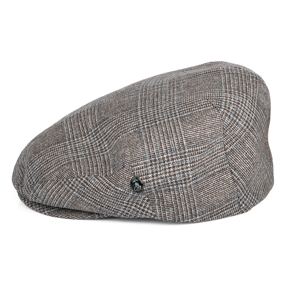 City Sport Prince Of Wales Check Silk-Wool Flat Cap - Brown-Blue