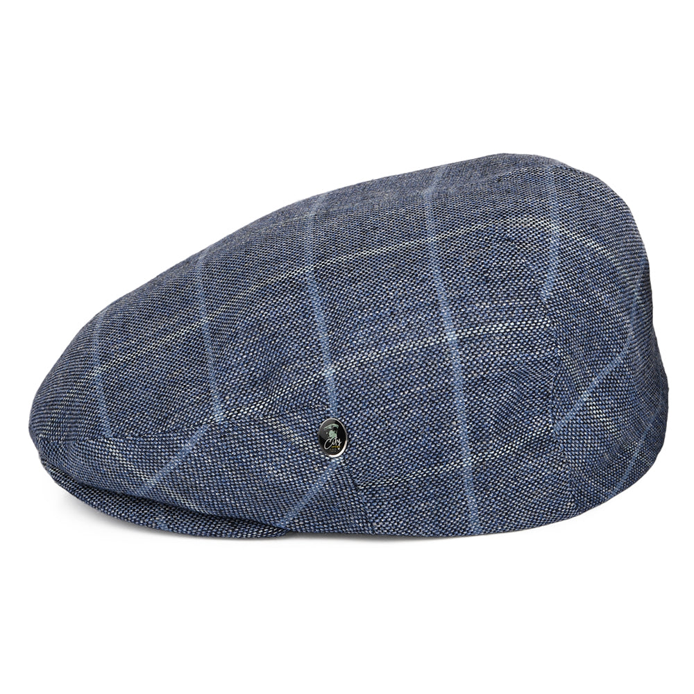 City Sport Windowpane Cotton Blend Flat Cap - Navy-Blue