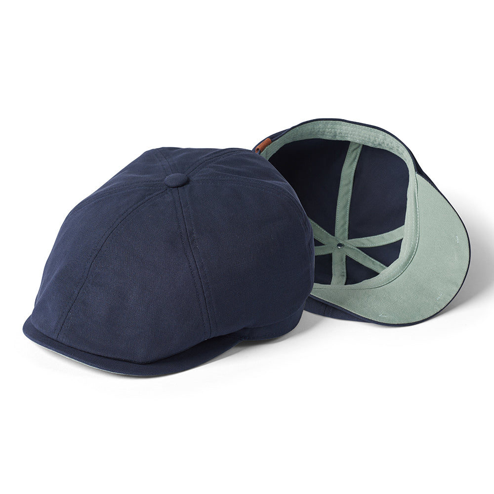 Failsworth Hats Hudson Cotton Canvas Newsboy Cap - Navy-Mint