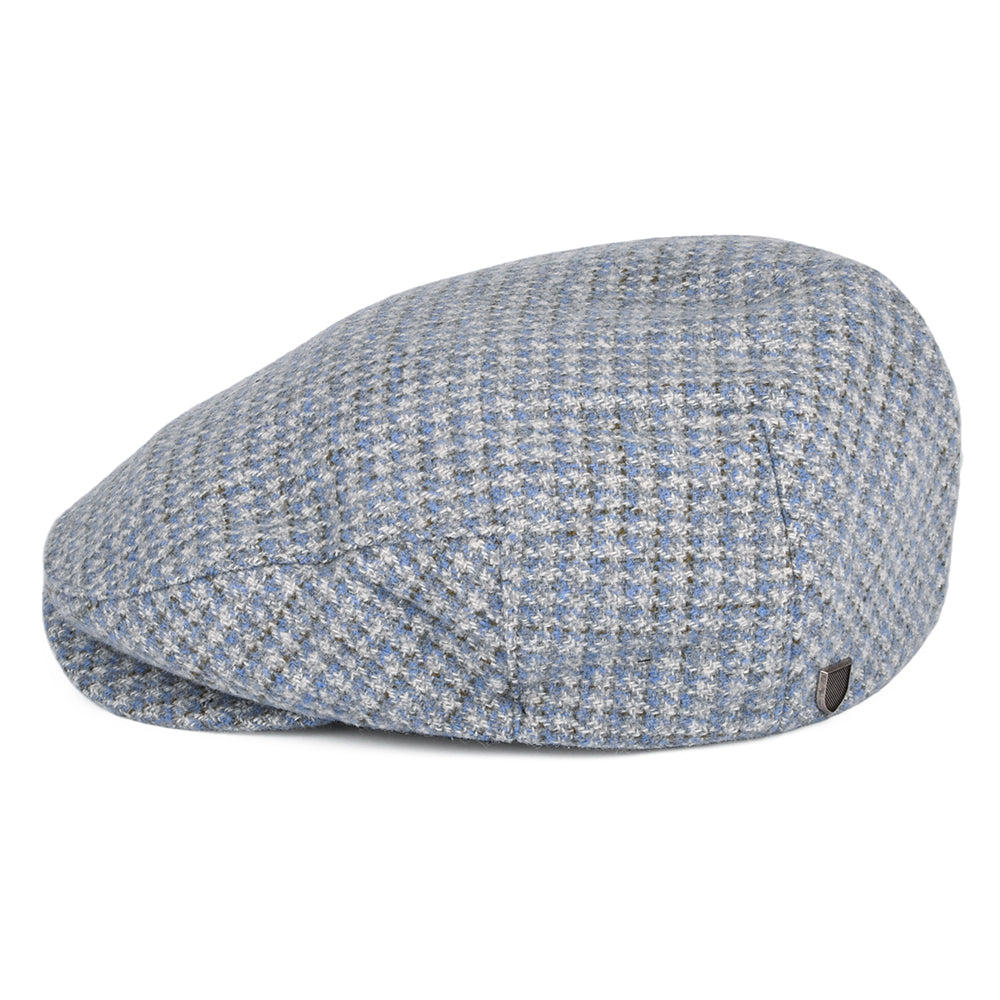 Brixton Hats Hooligan Houndstooth Flat Cap - Blue-Off White