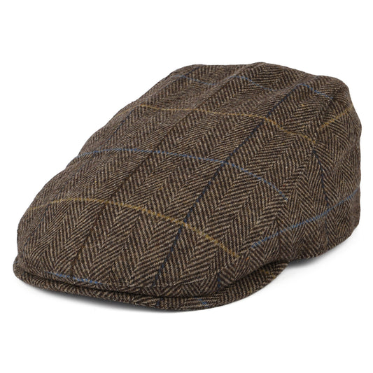 Barbour Hats Cheviot Windowpane Herringbone Flat Cap With Earflaps - Brown