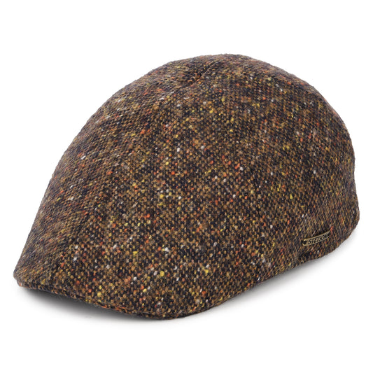 Stetson Hats Donegal Tweed Duckbill Flat Cap - Navy-Cognac
