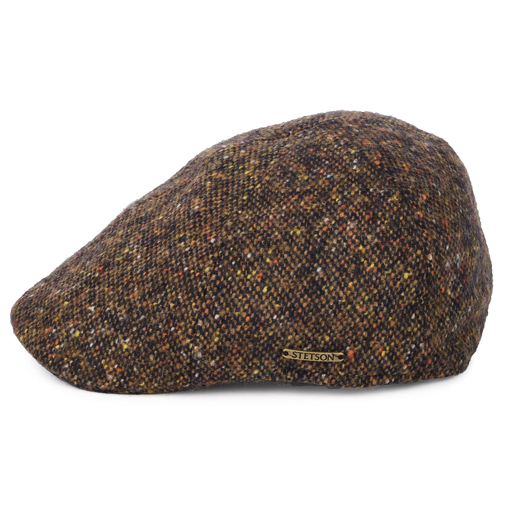 Stetson Hats Donegal Tweed Duckbill Flat Cap - Navy-Cognac