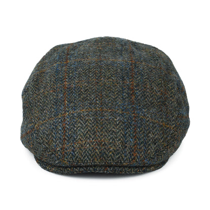 Failsworth Hats Harris Tweed Windowpane Herringbone Stornoway Flat Cap - Olive-Blue-Rust