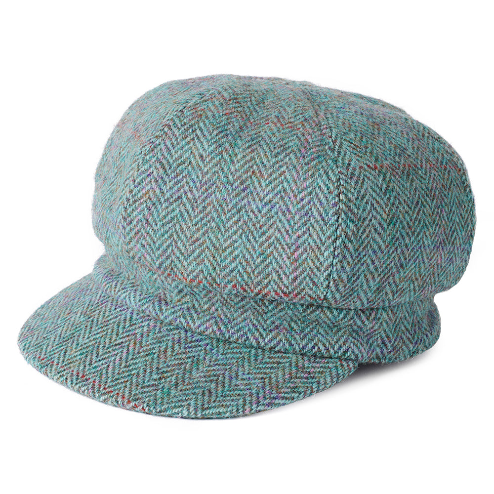 Failsworth Hats HARRIS TWEED Herringbone Gabby Baker Boy Cap - Light Blue