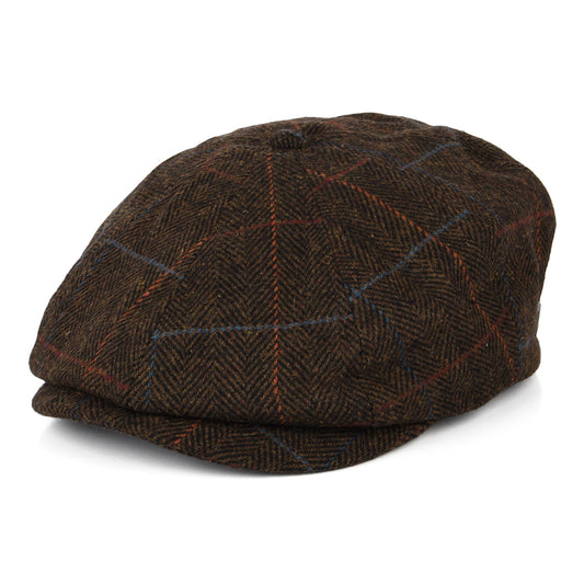 Brixton Hats Brood Windowpane Herringbone Newsboy Cap - Brown-Black-Red