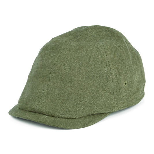 Barbour Hats Stanhope Linen-Cotton Duckbill Flat Cap - Washed Olive