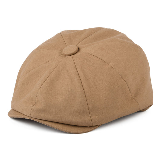 Christys Hats Cotton-Linen 8 Piece Newsboy Cap - Camel