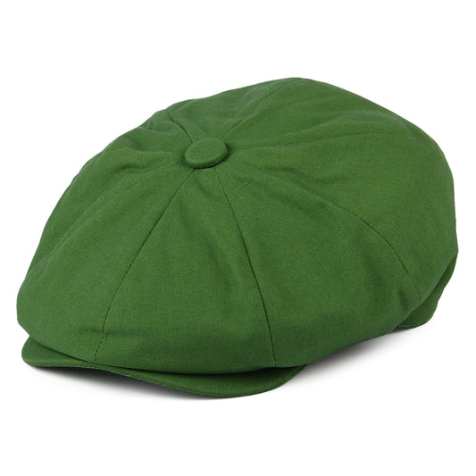 Christys Hats Cotton-Linen 8 Piece Newsboy Cap - Green