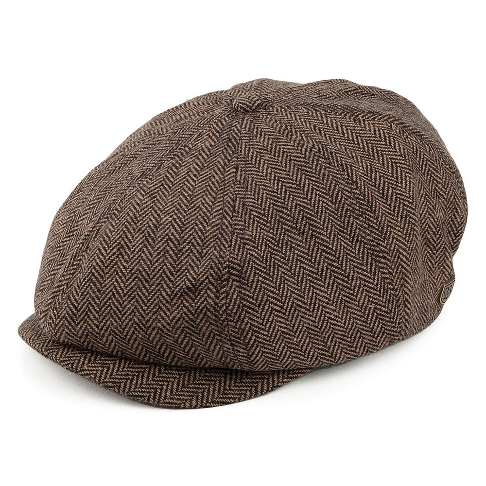 Brixton Hats Classic Brood Herringbone Newsboy Cap - Brown-Khaki