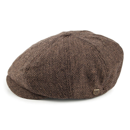 Brixton Hats Classic Brood Herringbone Newsboy Cap - Brown-Khaki