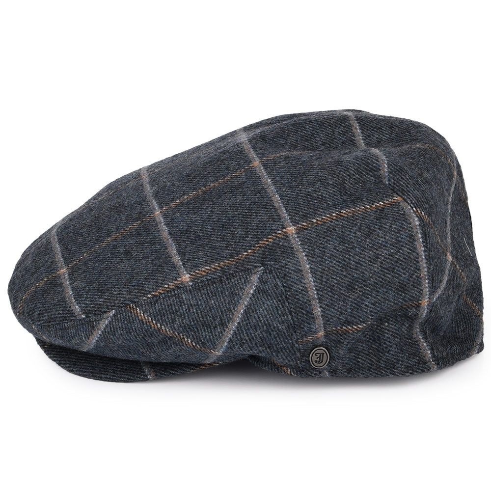 Jaxon & James Gaslamp Windowpane Plaid Flat Cap - Denim Blue