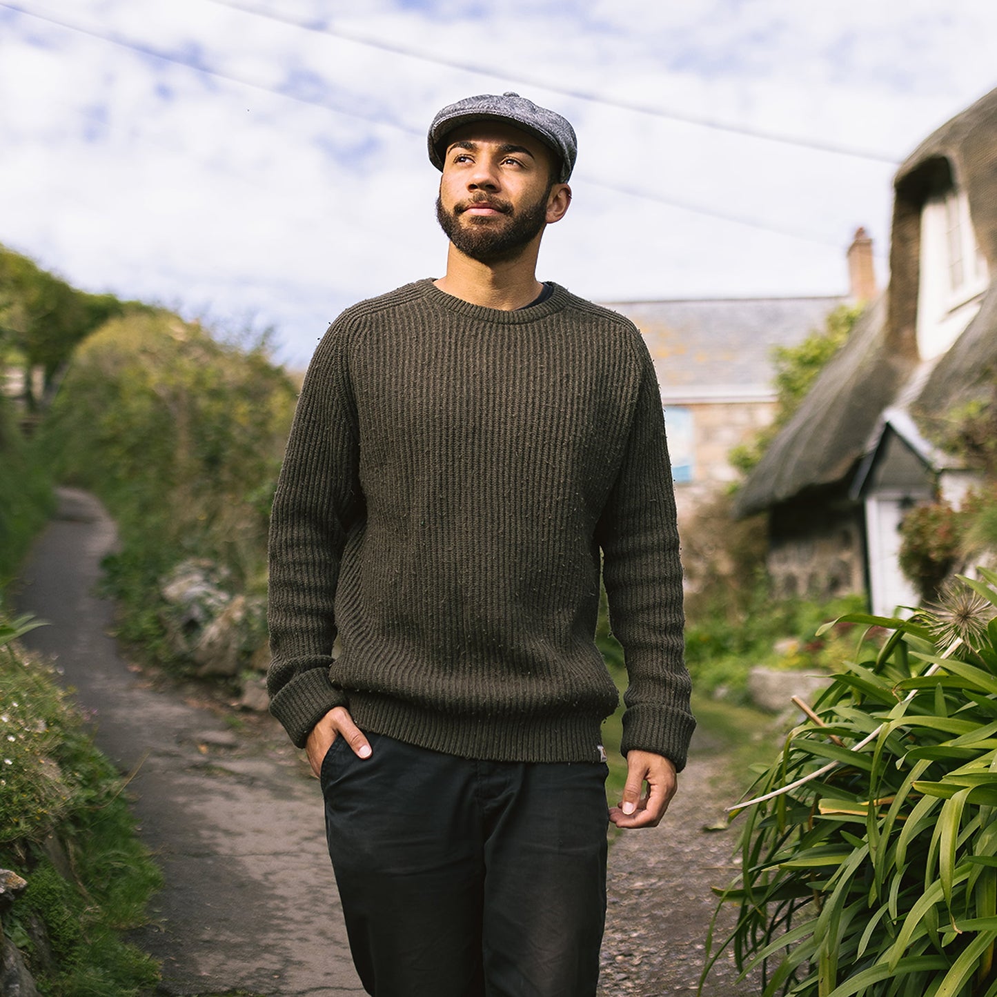 Jaxon & James Marl Tweed Newsboy Cap - Black
