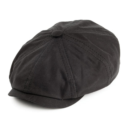 Stetson Hats Hatteras Waxed Cotton Newsboy Cap - Washed Black