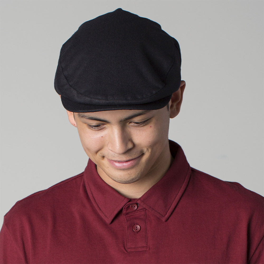 Brixton Hats Classic Hooligan Herringbone Flat Cap - Black