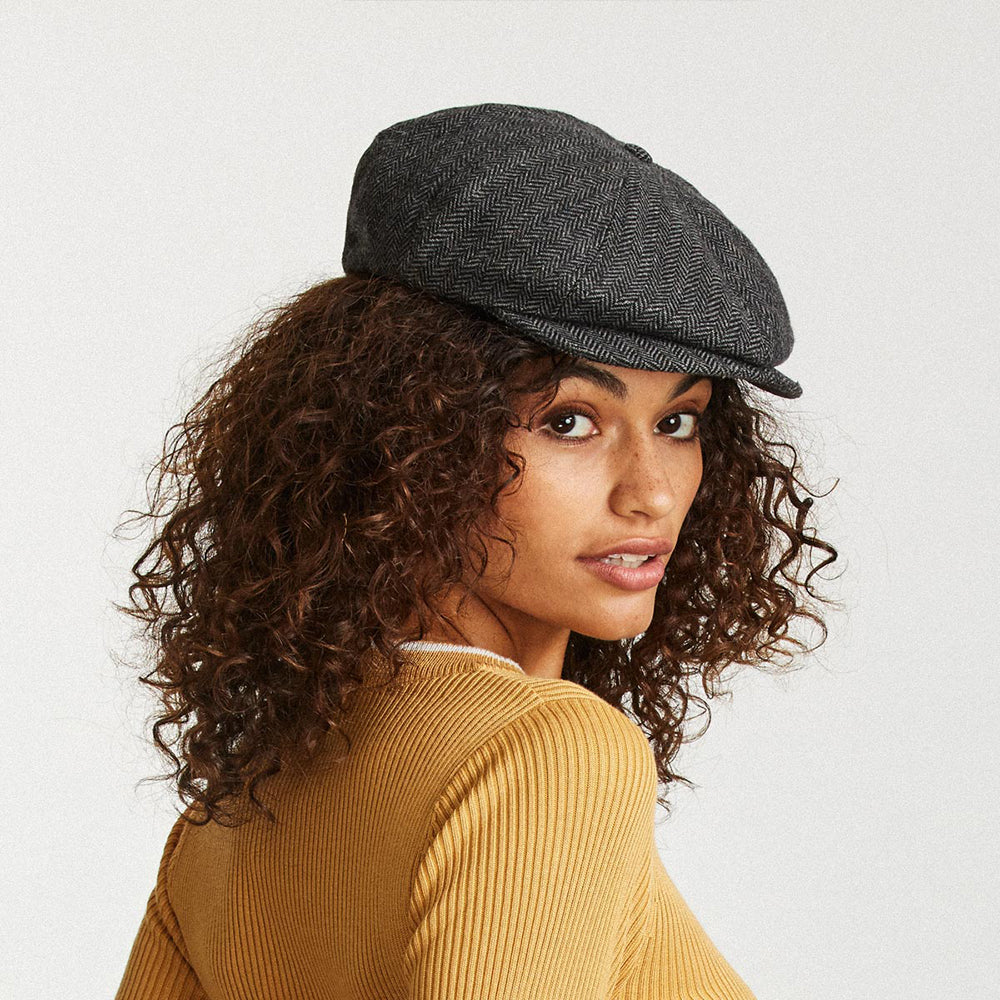 Brixton Hats Classic Brood Herringbone Newsboy Cap - Grey