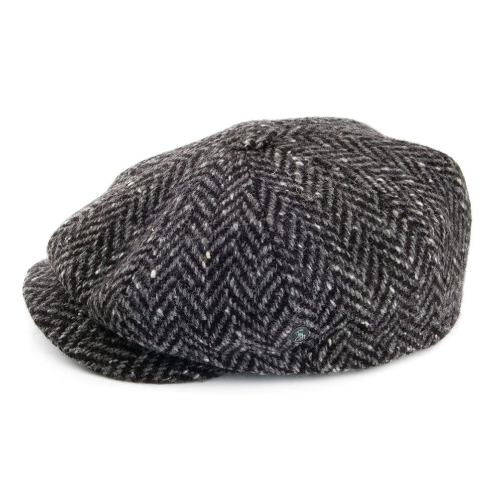 City Sport Donegal Tweed Herringbone Newsboy Cap - Grey Mix