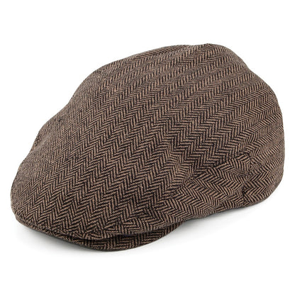 Brixton Hats Classic Hooligan Herringbone Flat Cap - Brown-Khaki
