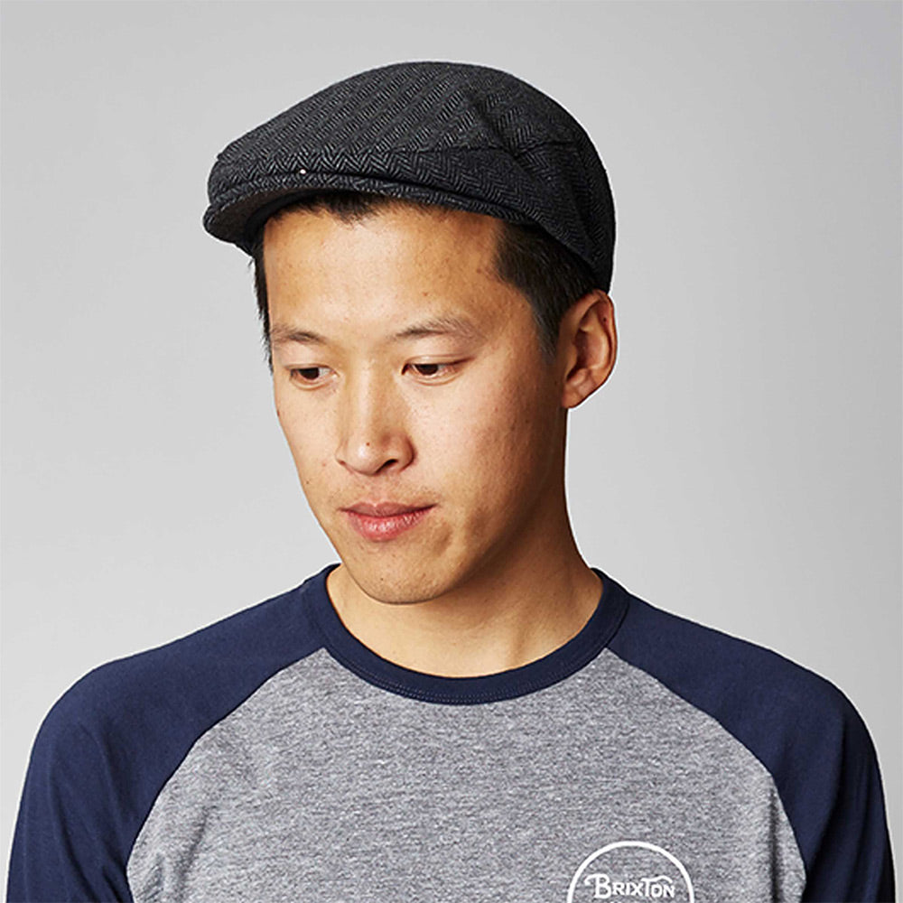 Brixton Hats Hooligan Herringbone Flat Cap - Grey