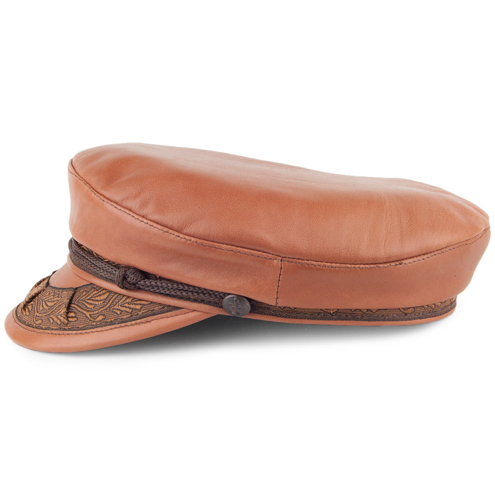 Jaxon & James Leather Greek Fisherman Cap - Light Brown
