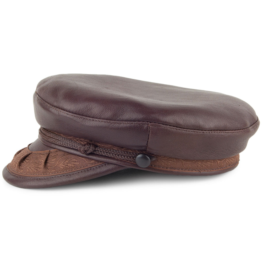 Jaxon & James Leather Greek Fisherman Cap - Dark Brown