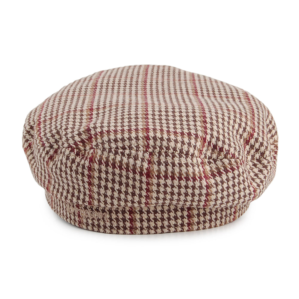 Brixton Hats Houndstooth Fiddler Cap - Khaki-Brown