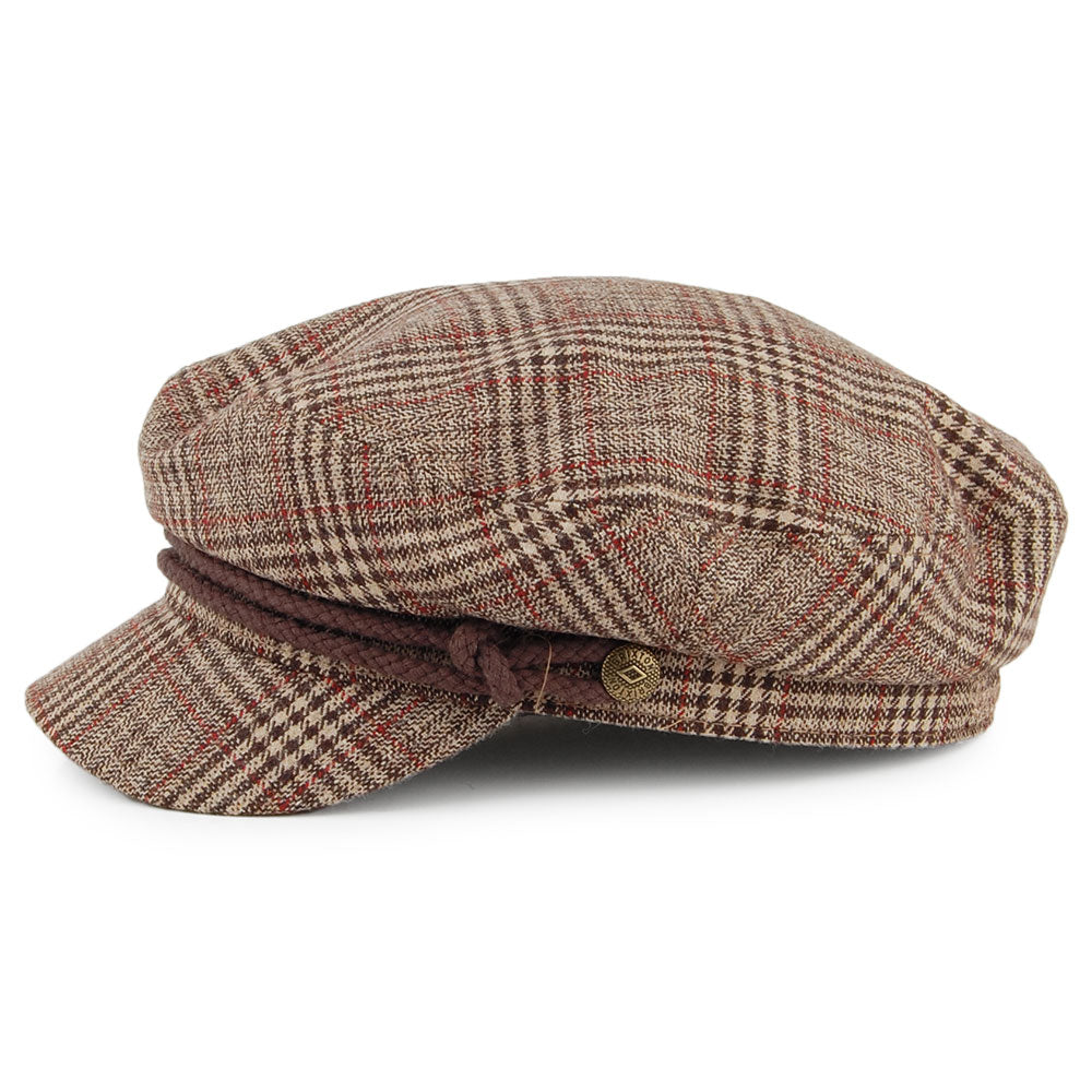 Brixton Hats Plaid Fiddler Cap - Khaki-Brown