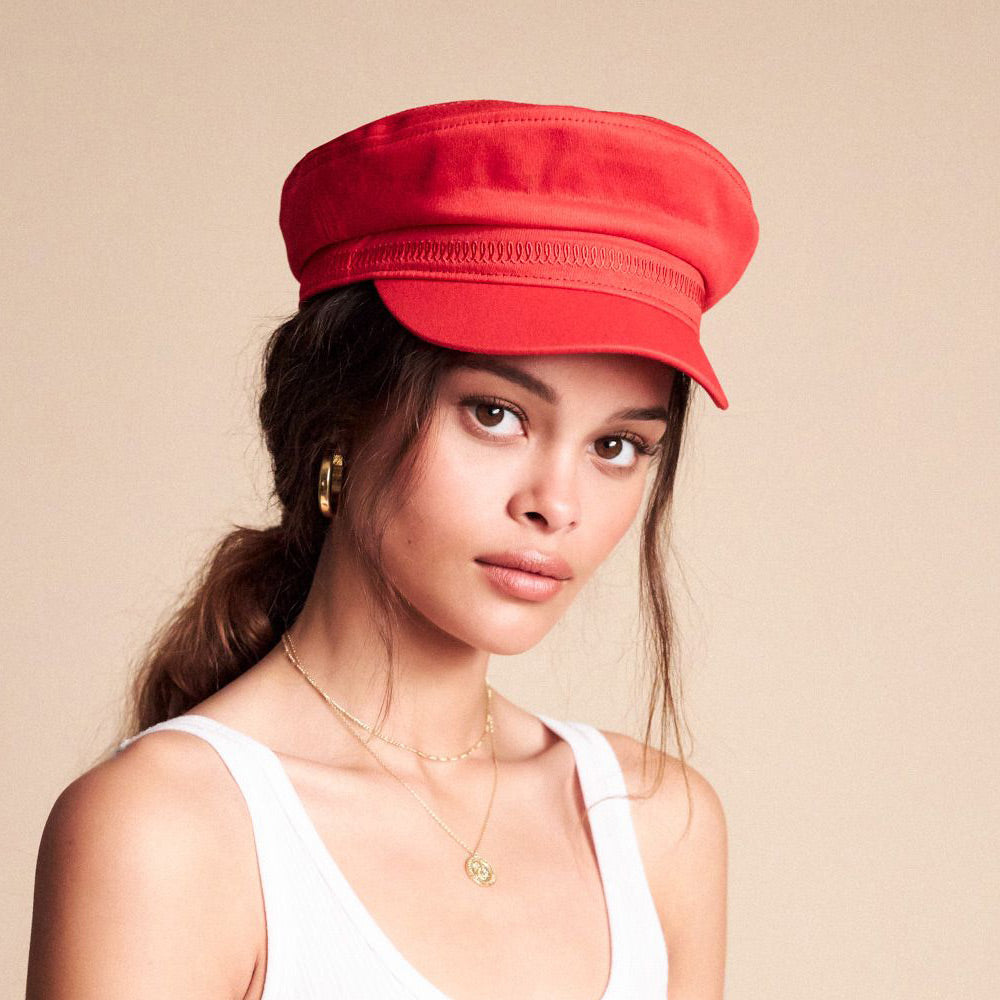 Brixton Hats Embroidered Heart Fiddler Cap - Red